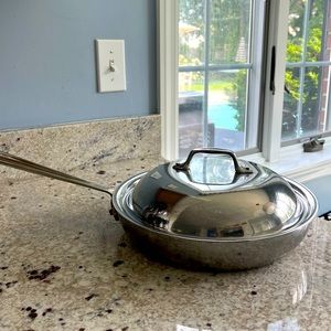 All-Clad 11 inch stainless steel fry pan with lid